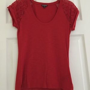 NWOT EXPRESS RED LACE SLEEVE TEE XS